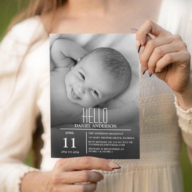 Modern Foto Hello Baby | Sipp- och Se-fest Inbjudningar (Skapare uppladdad)