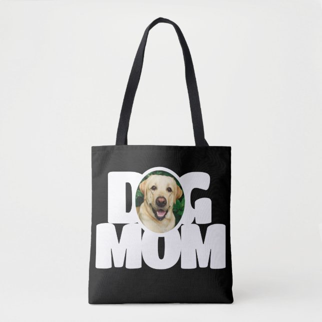 Modern Foto Hundmamma Enkel Svart Tygkasse (Framsida)