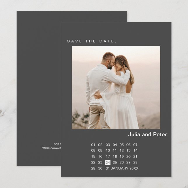 Modern Foto & Kalender Spara Datumet Inbjudningar (Fram/baksida)