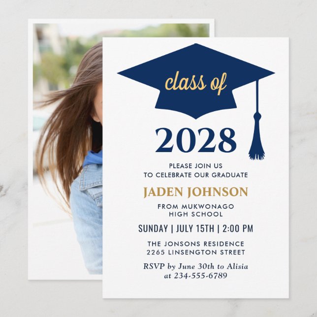 Modern FOTO-klass 2025-Studentfest Inbjudningar (Fram/baksida)