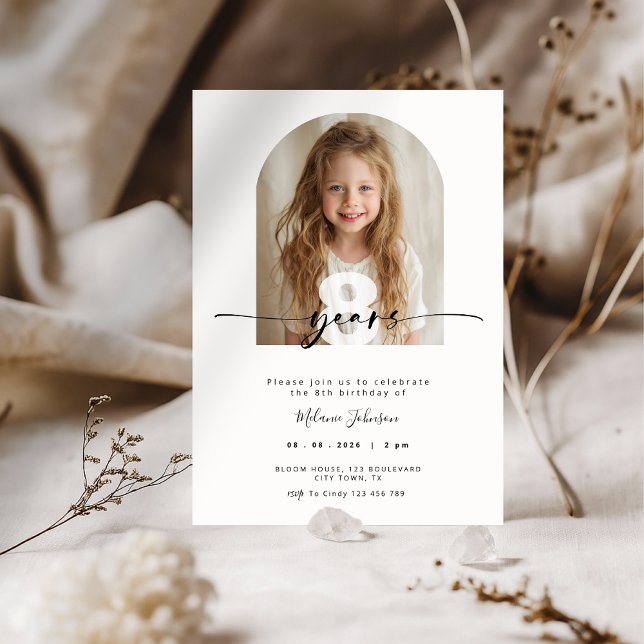 Modern Foto Kräm Barnkalasinbjudan Inbjudningar (Cream Kids Birthday Invitation)