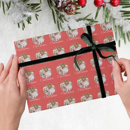 Modern Foto Ljusröd God Jul Presentpapper