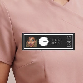 Modern FOTO & Logotyp Svart Vita Lashes Artist  Namnbricka