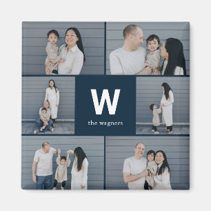 Modern foto-magnet med fetstil, monogram, redigerb magnet