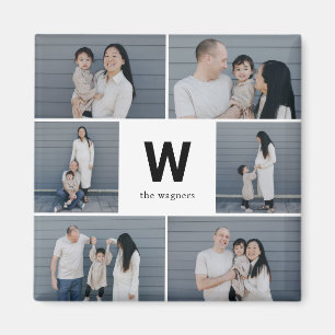 Modern foto-magnet med fetstil, monogram, redigerb magnet