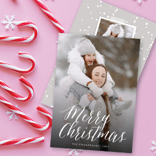 Modern foto med enkelt vitt skript i god jul julkort