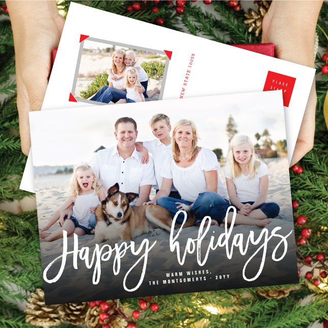 Modern foto med glad helg-penselskript helg vykort (Skapare uppladdad)