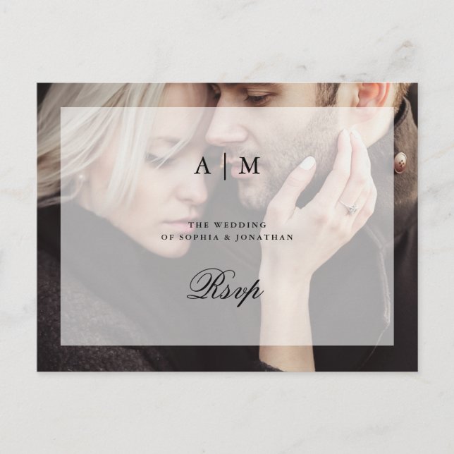 Modern foto med överlägg | Bröllop OSA vykort (Framsida)