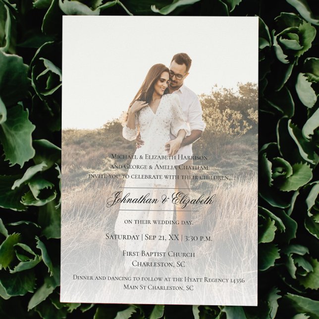 Modern foto med Overlay Bröllop Inbjudningar (Modern Photo and Overlay Wedding Invitation)