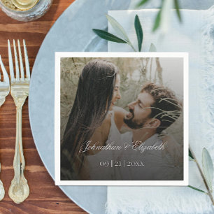 Modern foto med svart överlägg Bröllop Pappersservett