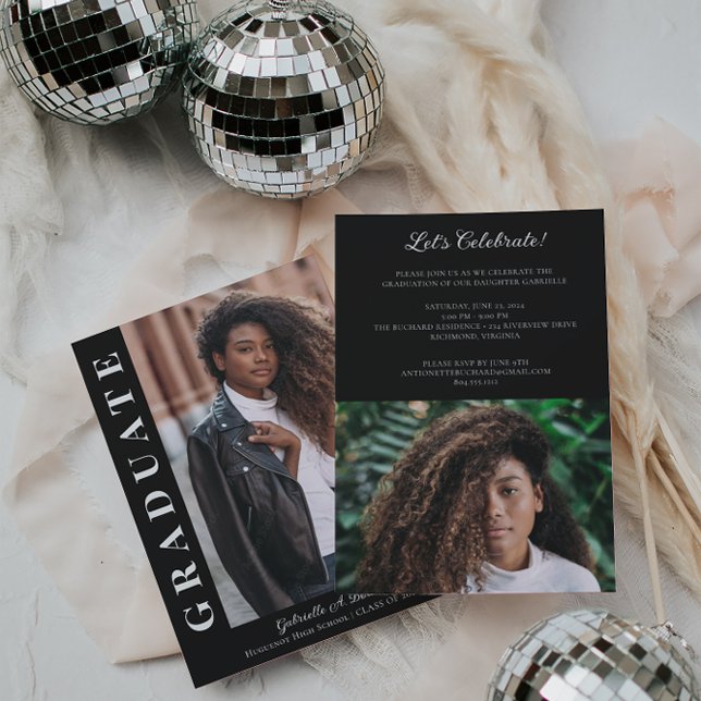 Modern foto-meddelande om fetstil i Party Inbjudan (Skapare uppladdad)