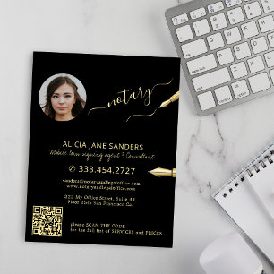 Modern foto notarisesignering agent QR guld svart Reklamblad