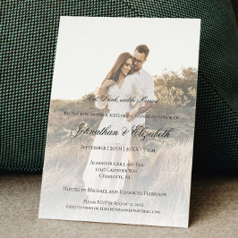 Modern Foto och överläggningsmiddag för bröllopsre Inbjudningar