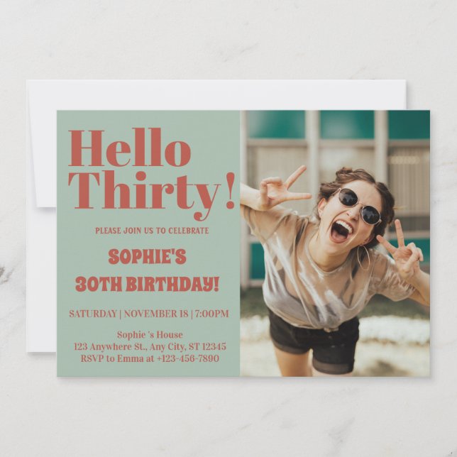 Modern foto Party i 30års födelsedag med fetstil Inbjudningar (Framsida)