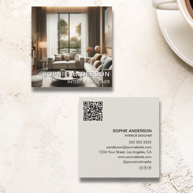 Modern Foto Professionell Fyrkantigt Visitkort (Modern Photo Professional Square Business Card)