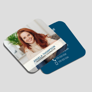 Modern Foto QR-kod Anslut Med Mig Blå Fyrkant Fyrkantigt Visitkort