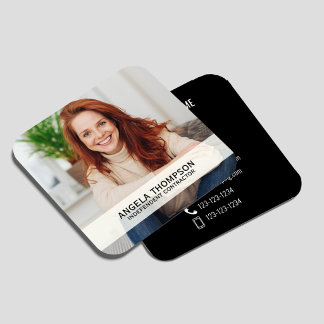 Modern Foto QR-kod Anslut Med Mig Svart Fyrkant Fyrkantigt Visitkort