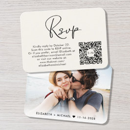Modern Foto QR-kod Bröllop Kräm RSVP Tilläggskort