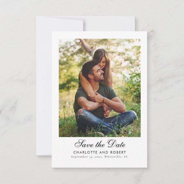 Modern Foto QR-kod Bröllop Spara Datumet (Framsida)