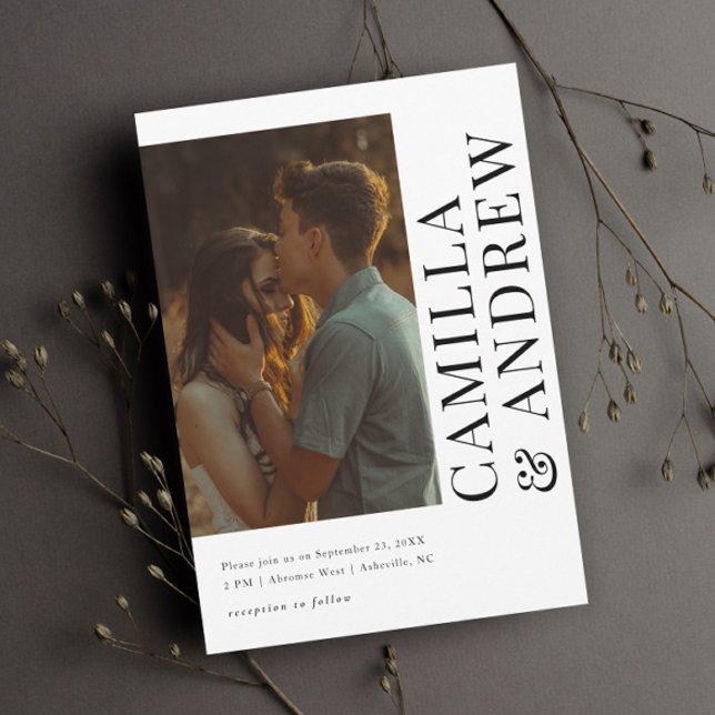 Modern foto QR-kod RSVP Bröllop Inbjudningar (Skapare uppladdad)