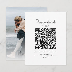 Modern Foto QR-kod Script Bröllop OSA Kort