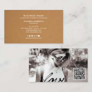 Modern Foto QR-kod & Sociala Medier Inget Logo Kra Visitkort