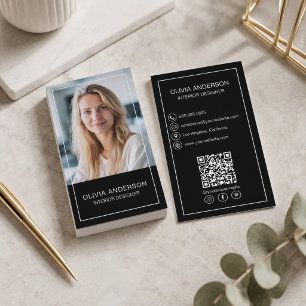 Modern Foto QR-kod Sociala Medier Professionell Visitkort