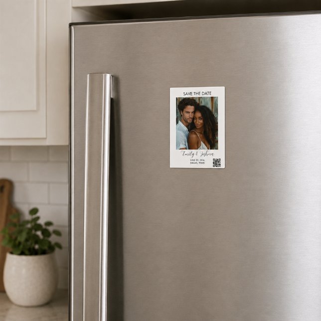 Modern Foto QR-kod Spara Datum Magnet (Skapare uppladdad)
