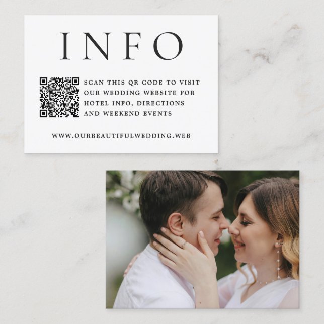 Modern foto-redaktionell QR-kod bröllop Tilläggskort (Fram/baksida)