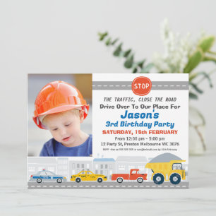 Modern Foto Road Transport Birday Inbjudningar