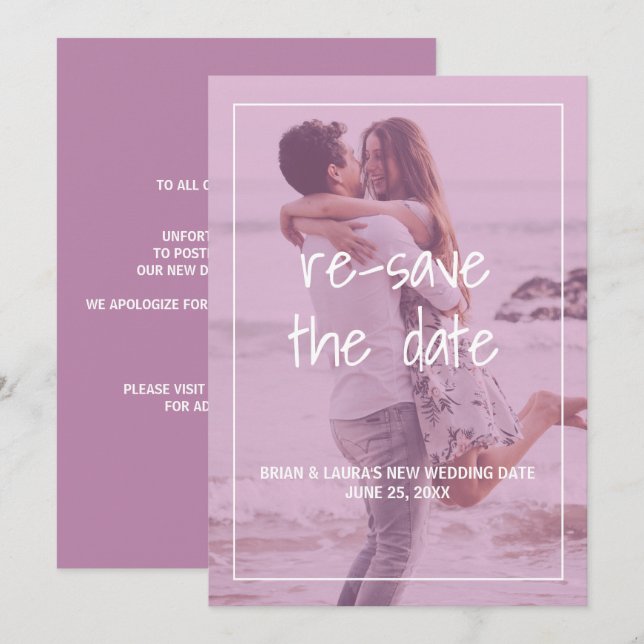 Modern Foto Rosa Filter Bröllopsuppskov Inbjudningar (Fram/baksida)