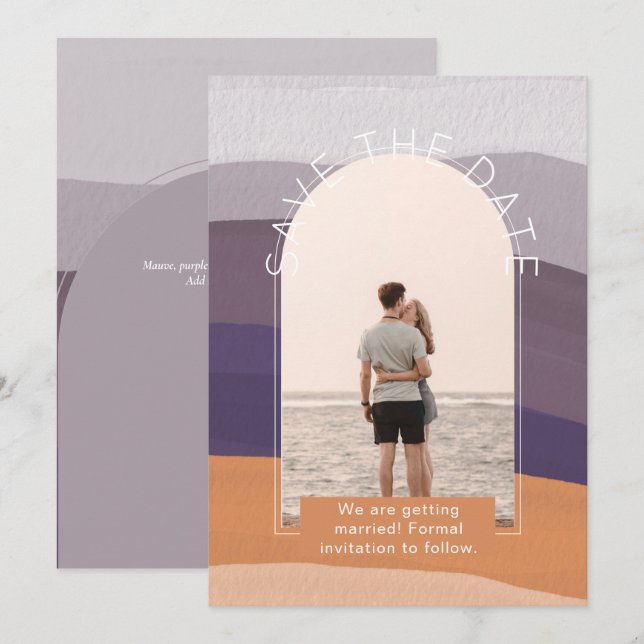 Modern Foto Spara Datum Bröllop Inbjudningar (Fram/baksida)