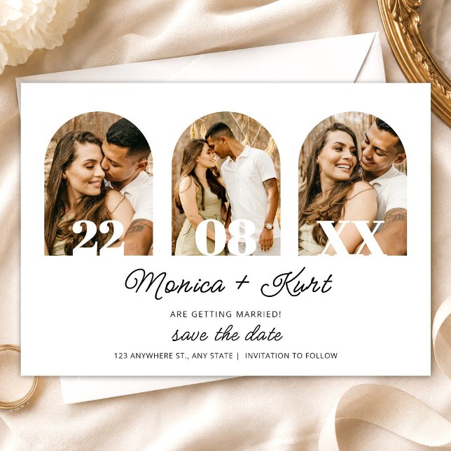 Modern Foto Spara Datum Minimalistisk Bröllop Inbjudningar (Modern Photo Save the Date Minimalist Wedding Invitation, DIY Wedding, Custom Invitation)
