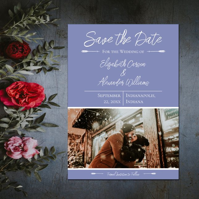 Modern Foto Spara Datum | Periwinkle Datumet (Modern Photo Save the Date - Periwinkle)