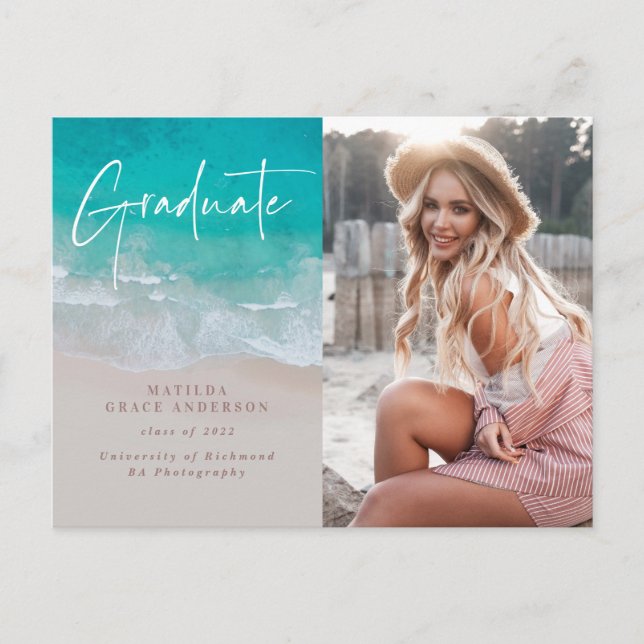 Modern foto studenten-havsstrand, modern vykort (Framsida)