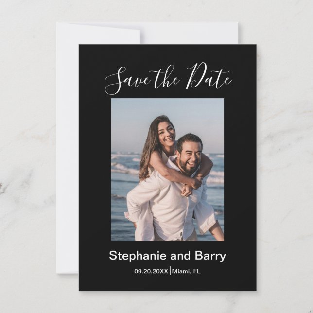 Modern Foto Svart Spara Datumet (Framsida)