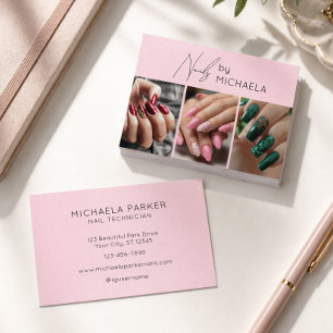 Modern Foto Typografi Nagelkonstnär Rosa Visitkort