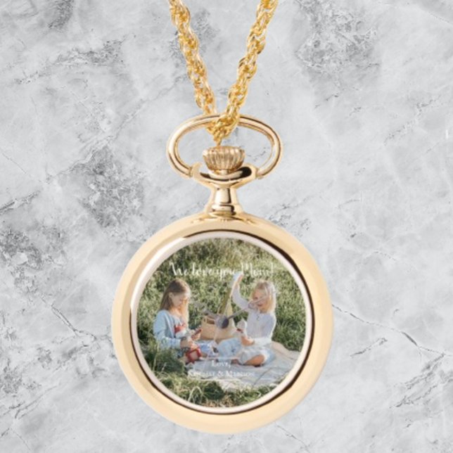 Modern foto Vi Kärlek dig Mamma eWatch Watch Watch Armbandsur (Modern Photo We Love You Mom Pocket Watch)