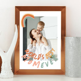 modern foto vintage regnbåge världens bästa mamma poster