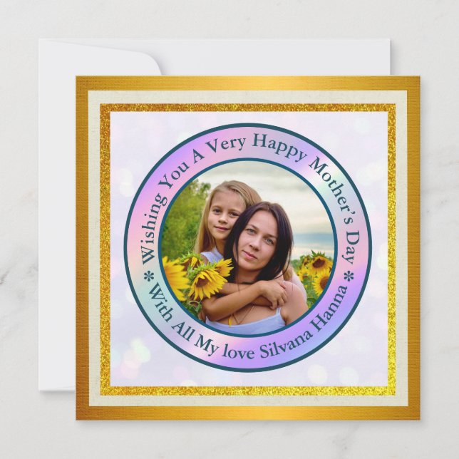 Modern foto-vykort för Eleganten Lycklig Mors dag Inbjudningar (Framsida)