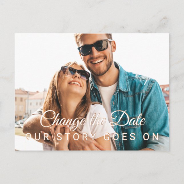 Modern fotoändring av uppskjutningsdatumet bröllop vykort (Framsida)