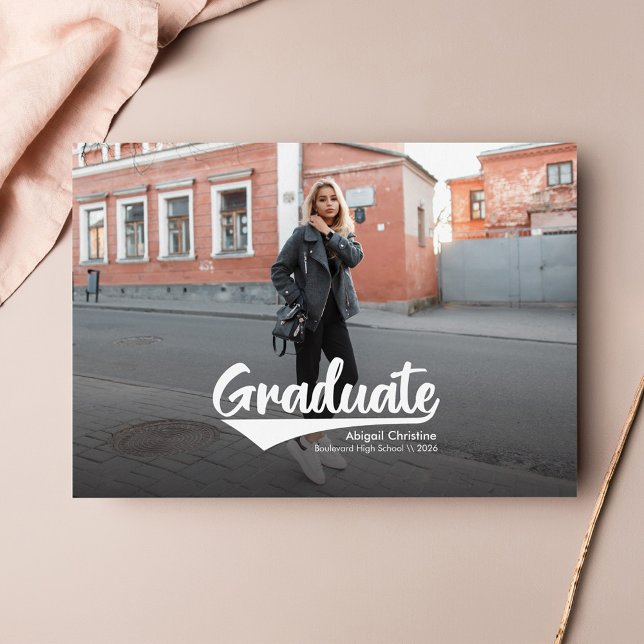 Modern fotoanmälan från studenten 2025 (Graduation 2024 Photo Announcement Magnet)