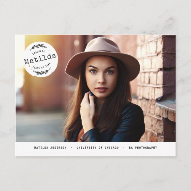 Modern fotoannonsering i student + party inbjudan (Framsida)