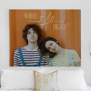 Modern fotoårsdag Förlovning Bröllop Canvastryck