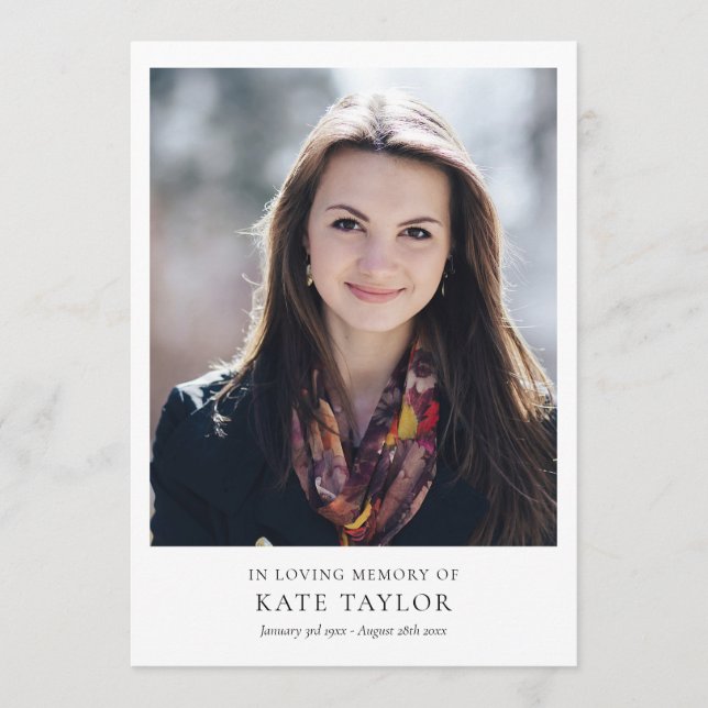 Modern Fotobegravningsminnesfirande Av Livet Program (Framsida)