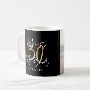 Modern fotobild för svart och guld 30års födels kaffemugg