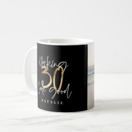 Modern fotobild för svart och guld 30års födelseda kaffemugg