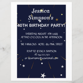 Modern fotoblå 40-årsdag party | Inbjudan