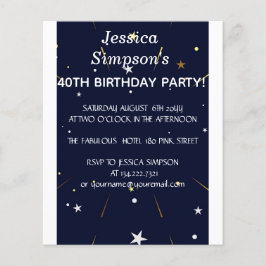 Modern fotoblå 40-årsdag party | Inbjudan Flygblad