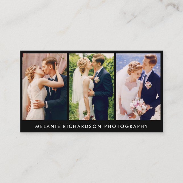 Modern fotoBlk för fotograf 3 Visitkort (Framsida)